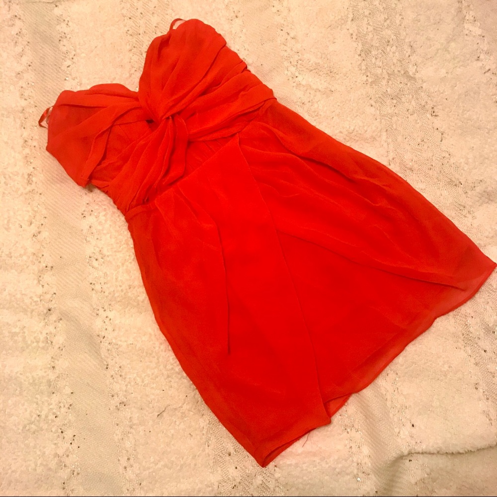 Women’s- Mini Red, Strapless Dress